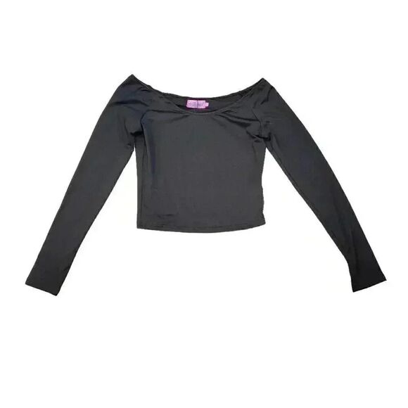 Edikted Women's Black Cotton/Spandex Tahlia Off the Shoulder Crop Top NEW - Picture 5 of 16